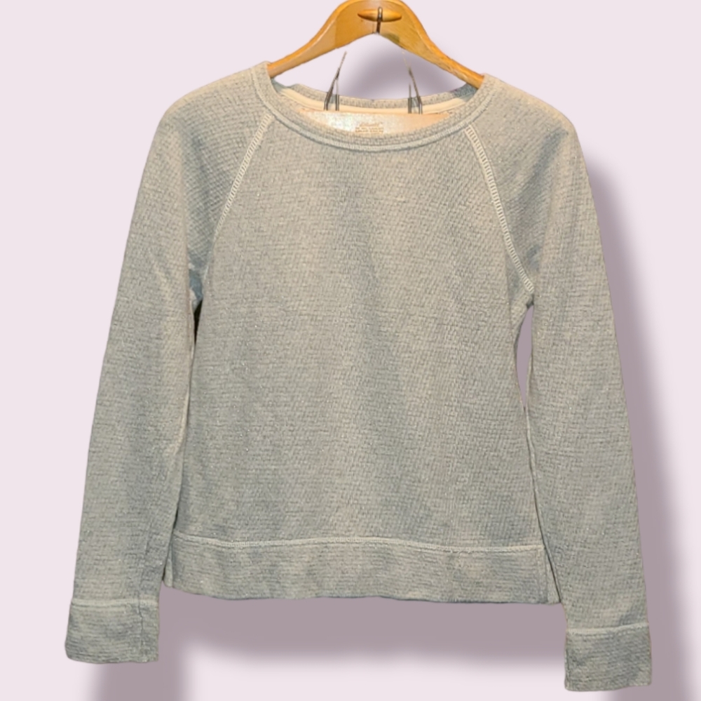 Aerie Crew Neck Grey Glittery Cotton Pullover Womens Small